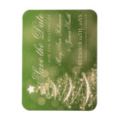 緑のエレガント金ゴールドクリスマス結婚式の日付を保存 マグネット (縦)