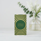 緑のエレガント金ゴールドサークル幾何学的ソーシャルメディア 名刺 (スタンド正面)