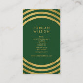 緑のエレガント金ゴールドサークル幾何学的ソーシャルメディア 名刺 (裏面)
