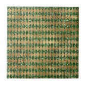 緑のエレガント金ゴールドダイヤモンドパターン タイル (正面)