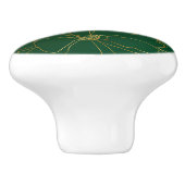 緑のエレガント金ゴールドバラフローララインスケッチ セラミックノブ (側面)