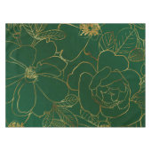 緑のエレガント金ゴールドバラフローララインスケッチ テーブルクロス (正面(横))