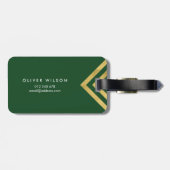 緑のエレガント金ゴールドフェイクジオメトリック荷物タグ ラゲッジタグ (裏面横)