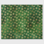 緑のエレガント金ゴールドホイルかわいい雪の結晶クリスマス ラッピングペーパー (フラット)