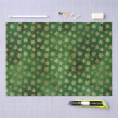 緑のエレガント金ゴールドホイルかわいい雪の結晶クリスマス 薄葉紙 (クラフト)