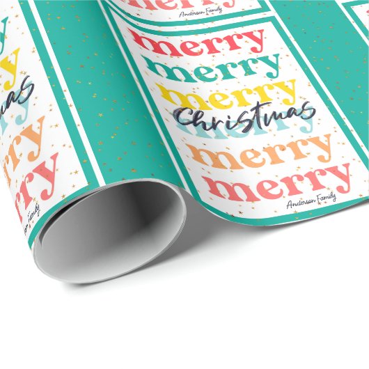 緑のエレガント金ゴールド星メリークリスマス ラッピングペーパー (ロールコーナー)