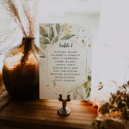 緑のエレガント金ゴールド枠テーブルのシーティングカード テーブルナンバー