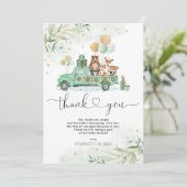 緑のエレガント金ゴールド森林の赤ちゃん動物 サンキューカード (スタンド正面)