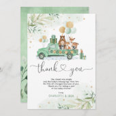 緑のエレガント金ゴールド森林の赤ちゃん動物 サンキューカード (正面/裏面)