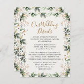 緑のエレガント金ゴールド水彩保葉結婚の エンクロージャーカード (正面/裏面)