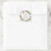 緑のエレガント金ゴールド水彩保葉結婚の スクエアシール (バッグ)