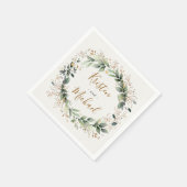 緑のエレガント金ゴールド水彩保葉結婚の スタンダードカクテルナプキン (角)