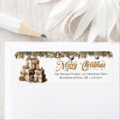 緑のエレガント金ゴールド自然のクリスマスプレゼント ラベル (インサイチュ)