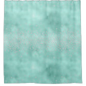 緑のエレガント金属グリッターの輝ききらきら光る シャワーカーテン (正面)