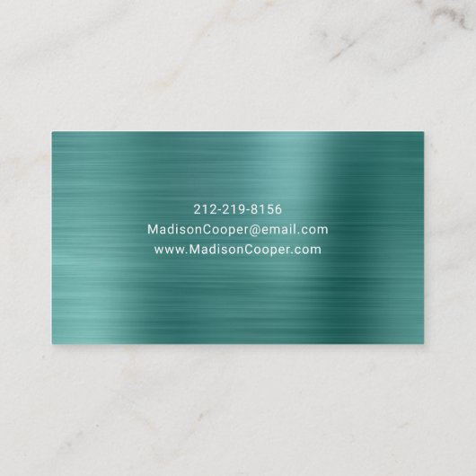 緑のエレガント金属フェイクスタイリスト 名刺 (裏面)
