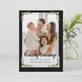 緑のエレガント離れのフレームクリスマスファミリーの写真 シーズンカード (スタンド正面)