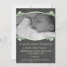 緑のエレガント黒板ベビー 案内状