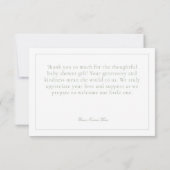 緑のエレガントChinoiserie自然鳥の赤ちゃんシャワー サンキューカード (裏面)