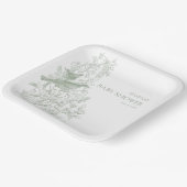 緑のエレガントChinoiserie自然鳥の赤ちゃんシャワー ペーパープレート (傾斜あり)