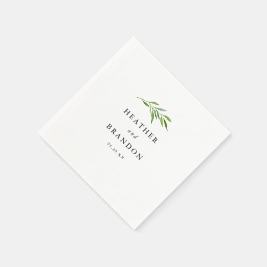 緑のエレガ素朴ントウェディング披露宴テーブル スタンダードカクテルナプキン (角)