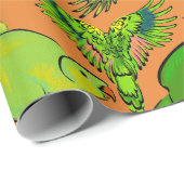 緑のオウムの包装紙 ラッピングペーパー (ロールコーナー)