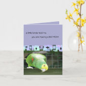 緑のオウムの誕生日の挨拶 カード (黄色い花)