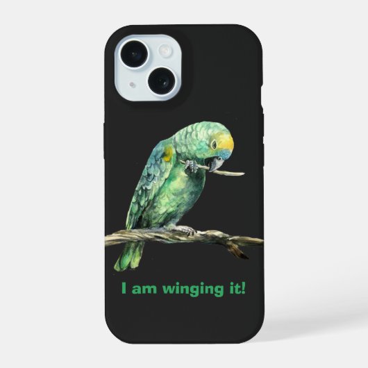 緑のオウムのiPhoneケース iPhone 15ケース (裏面)