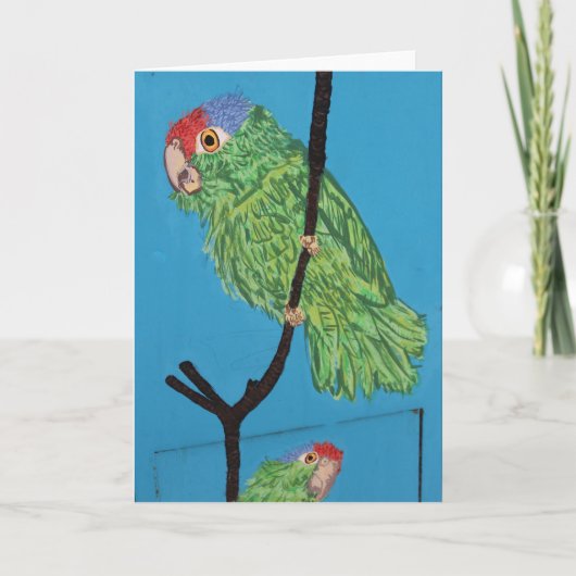 緑のオウムグリーティングカード カード (正面)