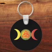緑のオウロボロスと赤のトリクテトラを持つトリプルムーン キーホルダー (正面)