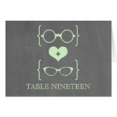 緑のオタク系の眼鏡の黒板テーブル番号カード (正面横)
