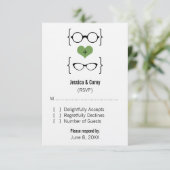 緑のオタク系の眼鏡レスポンスカード 出欠カード (スタンド正面)