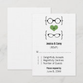 緑のオタク系の眼鏡レスポンスカード 出欠カード (正面/裏面)