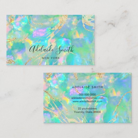 緑のオパール石の写真名刺 名刺 (正面/裏面)