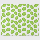 緑のオリーブのパターン ラッピングペーパー (フラット)