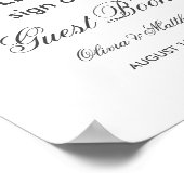 緑のオリーブの枝。ゲストブック結婚のサイン ポスター (角)