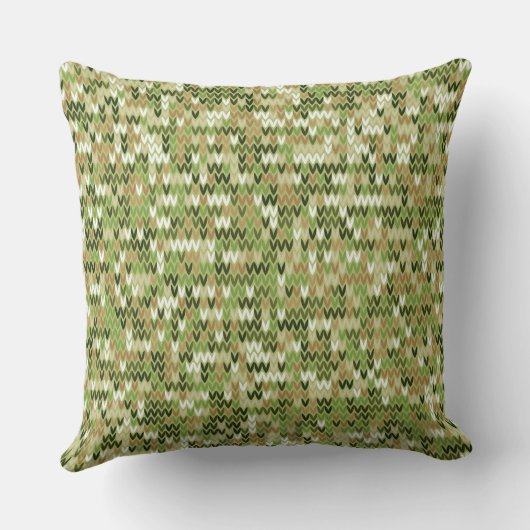 緑のオリーブカラーの美しいおばあちゃんニット模様 クッション (裏面)