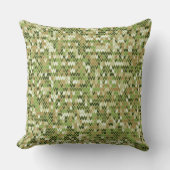 緑のオリーブカラーの美しいおばあちゃんニット模様 クッション (正面)