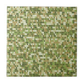 緑のオリーブカラーの美しいおばあちゃんニット模様 タイル (正面)