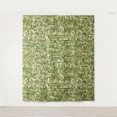 緑のオリーブカラーの美しいおばあちゃんニット模様 タペストリー (正面)