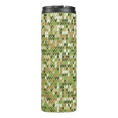 緑のオリーブカラーの美しいおばあちゃんニット模様 タンブラー (裏面)