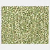 緑のオリーブカラーの美しいおばあちゃんニット模様 フリースブランケット (正面(横))