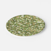 緑のオリーブカラーの美しいおばあちゃんニット模様 ペーパープレート (アングル)
