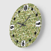 緑のオリーブカラーの美しいおばあちゃんニット模様 ラージ壁時計 (傾斜)