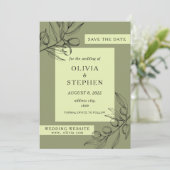 緑のオリーブ葉。ボタニエレガントッ結婚クス セーブザデート (スタンド正面)