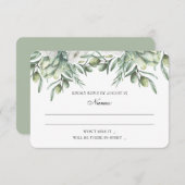 緑のオリーブ離れの出欠イタリアン結婚夏 出欠カード (正面/裏面)