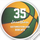 緑のオレンジ色のキッズバスケットボールチームのギフト シール (正面)