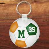 緑のオレンジ色のゴールの女の子サッカーチームのギフト キーホルダー (裏面)