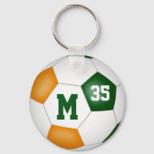 緑のオレンジ色のゴールの女の子サッカーチームのギフト キーホルダー (裏面)
