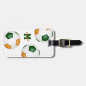 緑のオレンジ色のサッカーバッグID女の子の男の子チームカラー ラゲッジタグ (正面横)