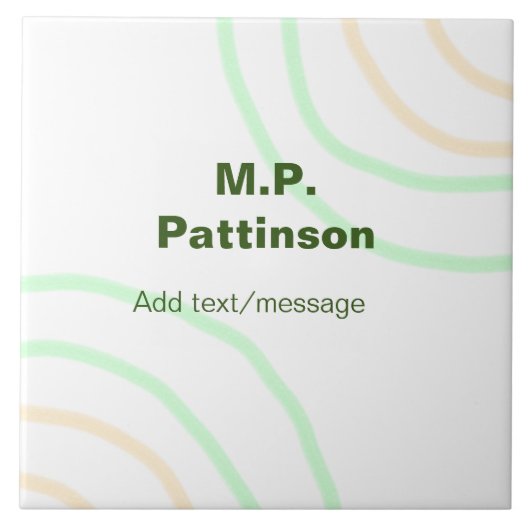 緑のオレンジ色のストライプ文字の追加メッセージシンプル タイル (正面)